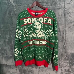 Elf Sweater Mens XL Son Of A Nutcracker All Over Print Ugly Christmas Sweater